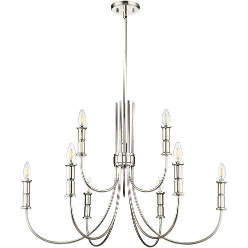 Potiss 9 Light 34 inch Polished Nickel Chandelier Ceiling Light